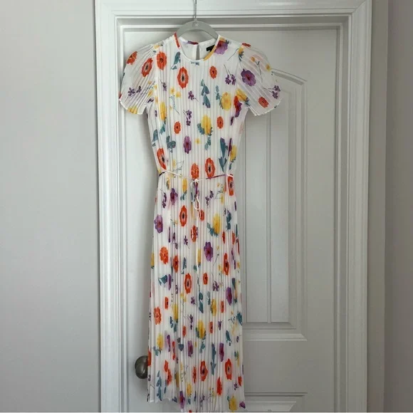 Ann Taylor Pleated Floral Midi Dress - Multicolor - Picture 3 of 4